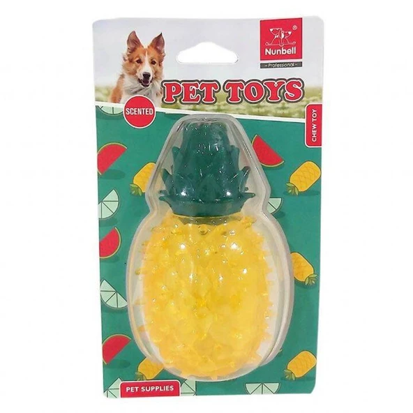 Nunbell Tropik Meyve Aromalı Suda Batmaz Ananas Köpek Oyuncağı 11 cm ürün görseli 1