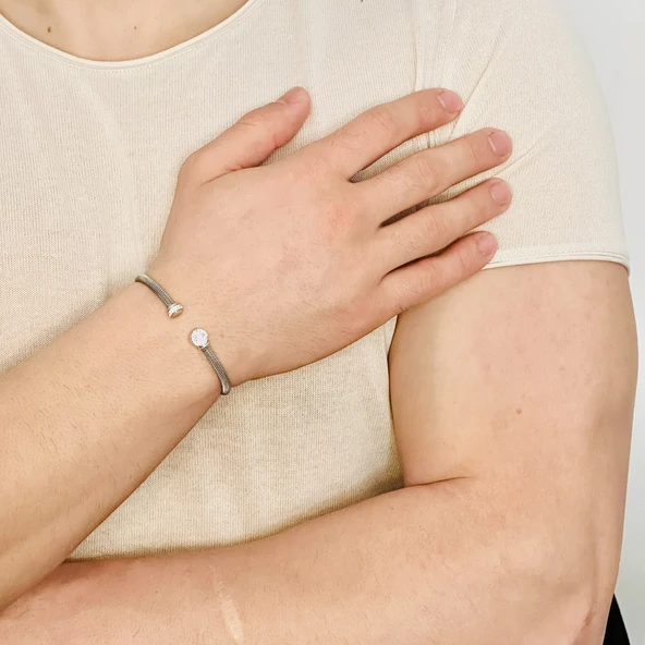 Gümüş Erkek Bileklik,0,55 Karat Beyaz Safir Bileklik Özel Tasarım,Şık Hediye ürün görseli 1
