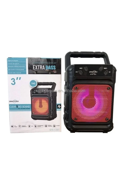Kablosuz Bluetooth Hoparlör  greatnice GTS-1361 Taşınabilir Extra Bass Renkli LED Işık ürün görseli 1