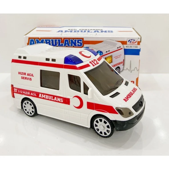 Mavi Düşler 3D Işıklı Sesli Sirenli Pilli Oyuncak Ambulans Araba 112 Acil Kurtarma ürün görseli 1