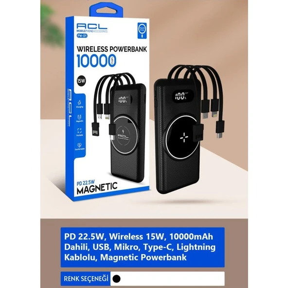 Acl Pw-01 Magsefe destekli 10.000 maH Powerbank ürün görseli 1