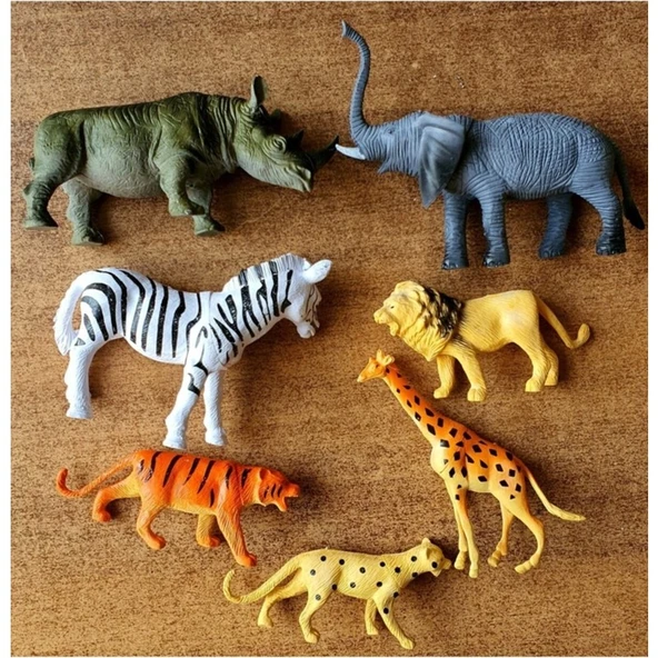 Anıl Anıloyuncak Oyuncak Vahşi Hayvan Figürleri Fil Aslan Kaplan Gergedan Zürafa Çita Kaplan Zebra ürün görseli 1