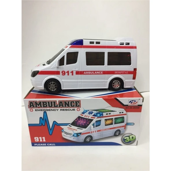 Adel Oyuncak Oyuncakadresi Pilli 3D Işıklı Hareketli Oyuncak Ambulans ürün görseli 1