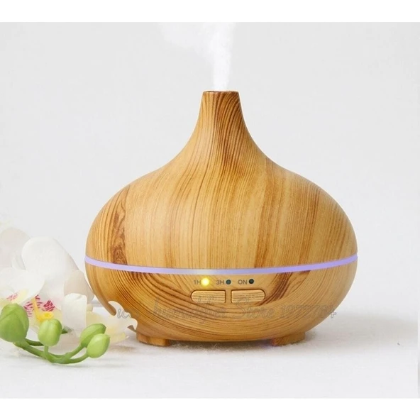 Linarya Aroma Terapi Oda Hava Nemlendirici Işıklı Ultrasonik Buhar Makinesi Ahşap Görünüm 7 Renk LED Işıklı ürün görseli 1