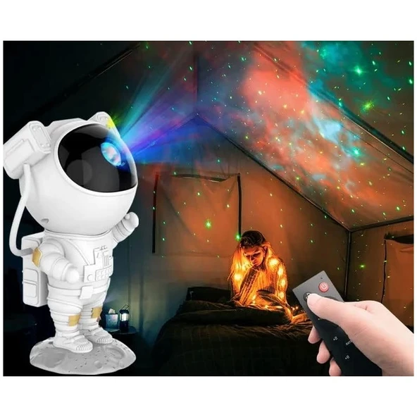 Store Astronot Gece Lambası Dekoratif Uzaktan Kumandalı Galaksiler ve Yıldızlar 8 Farklı Mod Ile Göz Yormayan Uzay Efektleri Gökyüzü Projeksiyon Işığı Çocuk ve Genç Odası Için Hediyelik LP846 ürün görseli 1