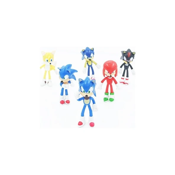 Can Sonıc Oyuncak 6'lı Et Figür Knuckles Taıls Shadow Sonic 10 cm ürün görseli 1