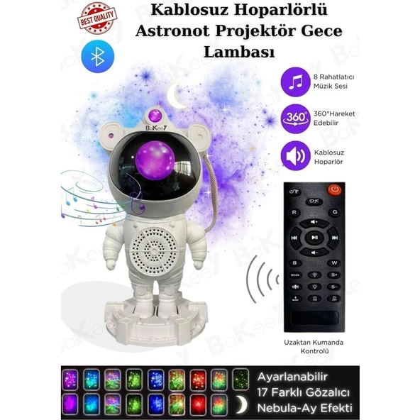 Tekno Trust Resmi Distribütör Garantili Astronot Gece Lambası Yıldızlı Projeksiyon Cihazı Tavan Aydınlatma Masa ürün görseli 1
