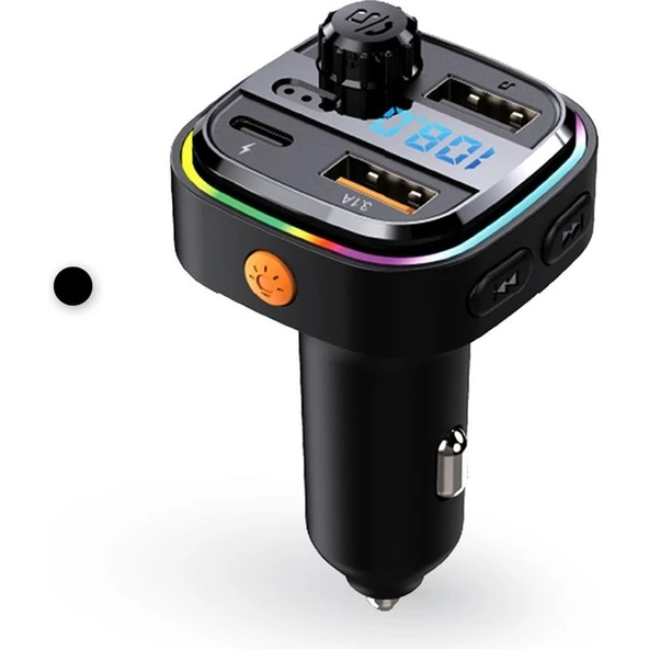 Nefertiya 3.1A Fm Transmitter Müzik Oynatıcı Kablosuz Bağlantı + Araç Şarjı Rgb Type-C AFT13 ürün görseli 1