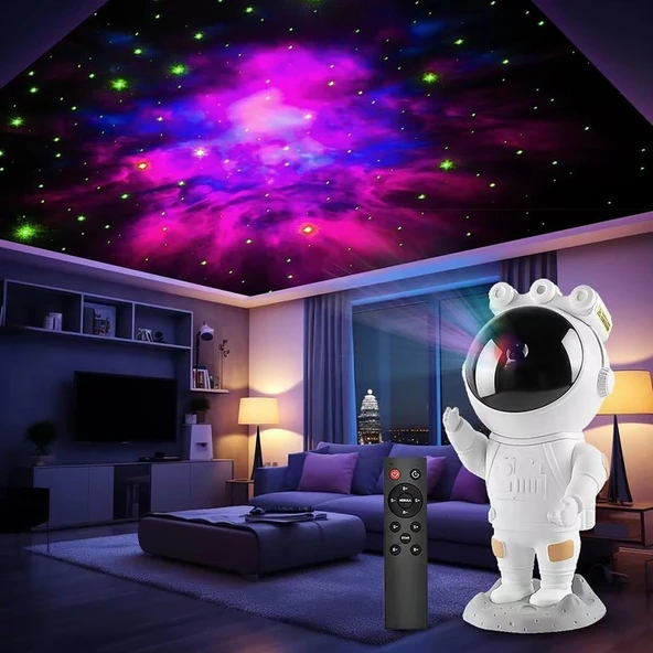Mcreative Astronot Gece Lambası Astronot Projektör Gece Lambası Uzaktan Kumandalı Çok Renkli Nebula Gece Lambası Yıldızlı Gece Lambası Zamanlayıcılı Gece Projektörü ürün görseli 1