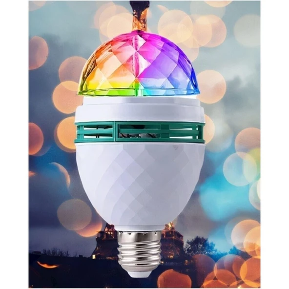 EC Shop Şhn'shopping Renkli LED Döner Başlıklı Disko Topu Ampul Gece Lambası 3 Watt E27 Duylu Renkli Disco Ampul ürün görseli 1