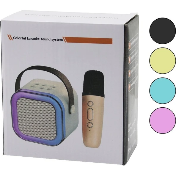 Marsilyan Karaoke Mikrofonlu Wireless Hoparlör - Speaker Işıklı USB Şarjlı Dc 5V - Tf - A - MCT4560-2627 ürün görseli 1