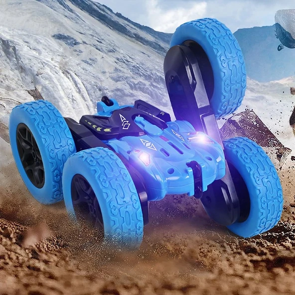 Apexma 2.4ghz Uzaktan Kumandalı Full Fonksiyon Yedek Şarjlı Batarya Işıklı 4x4 Rc Akrobat Araba Mavi ürün görseli 1