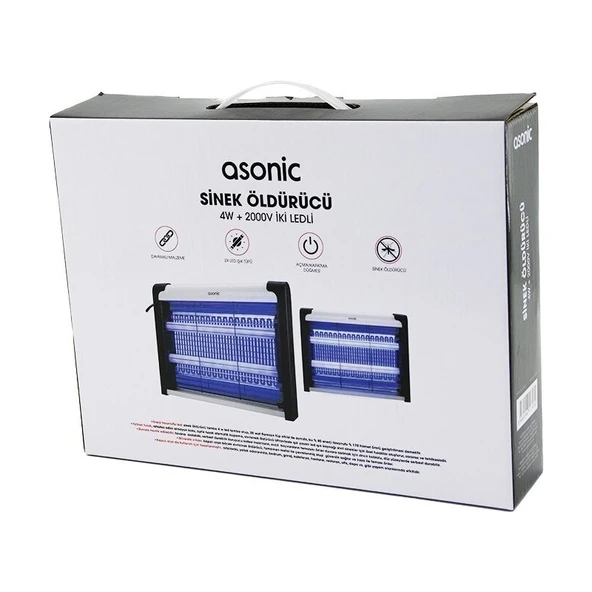 Asonic AS-A28 Siyah 4W+ 2000V Iki Ledli Sinek Öldürücü ürün görseli 1
