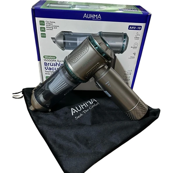 Auhma Rose Teknoloji Auhma 2 In 1 15000PA 3 Kademeli Vakumlu Üflemeli Taşınabilir Çok Amaçlı Araç Içi Süpürge ürün görseli 1