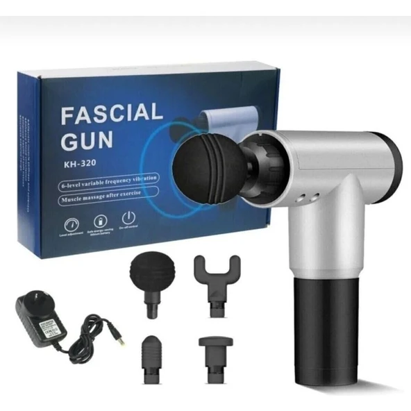 Fascial Gun Gri Masaj Aleti Tabancası Sporcu Kas Rahatlatıcı Şarjlı 6 Seviye Titreşimli Siyah ürün görseli 1