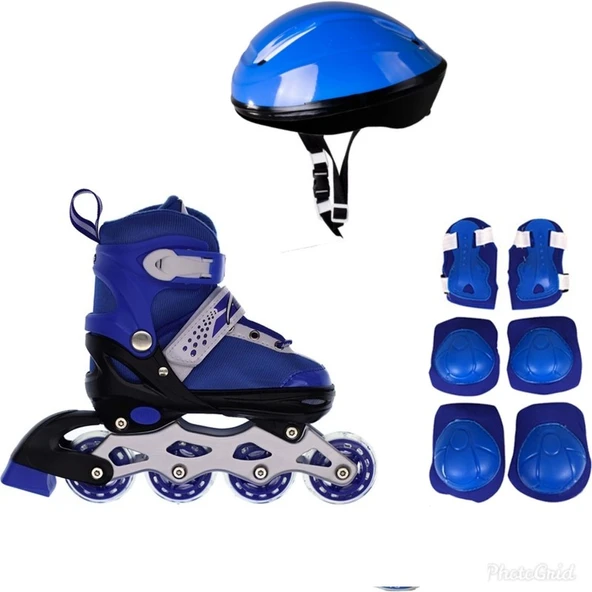 Erdem Oyuncak 2+1 Çift Sıra Ayarlanabilir Alıştırma Pateni + Dizlik Seti + Kask ürün görseli 1