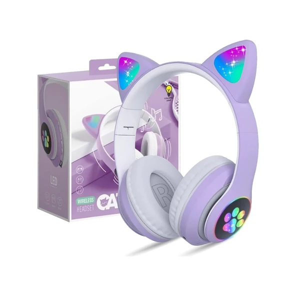 Teknoloji Gelsin Kedi Kulaklık Kablosuz Bluetooth Kulaküstü Rgb Işıklı Patili Mikrofonlu Katlanabilir ürün görseli 1