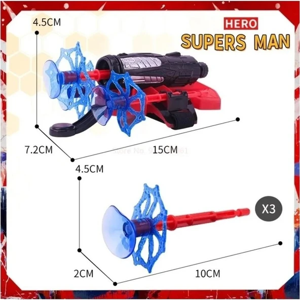 Kids Spiderman Ağ Atan Eldiven Set - Ok Atan Örümcek Adam Eldiveni - Resim 4