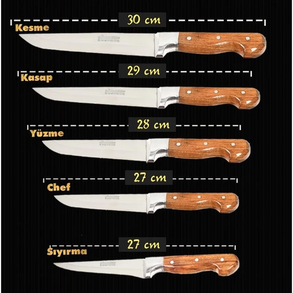 Sürmene 5'li Ahşap Sürmene Bıçak Seti - Resim 3