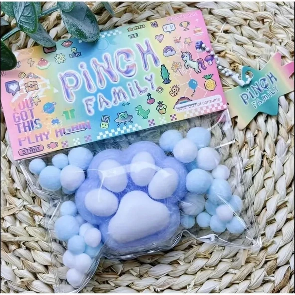 Queviliy Kedi Patisi-Taba Sukuşi - Squishy Pati- Tüylü Pati - Oyuncak (Mavi) ürün görseli 1