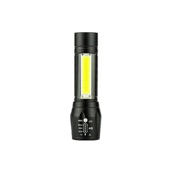 ZFN Ayarlanabilir Güçlü USB Şarjlı El Feneri Kutulu Çakarlı Kamp Feneri Avcılık Feneri + Cob LED Lamba ürün görseli 1