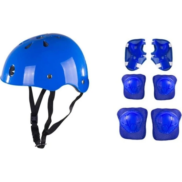 Yk Store Çocuk Scooter Bisiklet Kaykay Paten Kaskı Mavi ve 7 Parça Dizlik Dirseklik Set ürün görseli 1