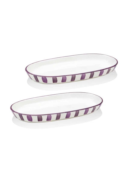The Mia Joy Oval Servis 2li Set Mor 14x26x3 cm ürün görseli 1
