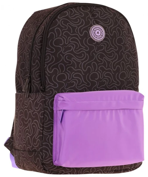Kaukko Double Colors Üç Bölmeli Kız Çocuk Okul ve Günlük Sırt Çantası - Siyah Mor - K1837 ürün görseli 1