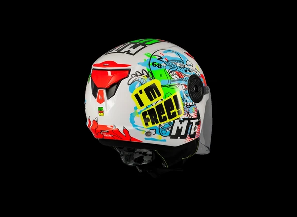 KASK MT ÇOCUK LITE DİNO A0 BEYAZ - Resim 4