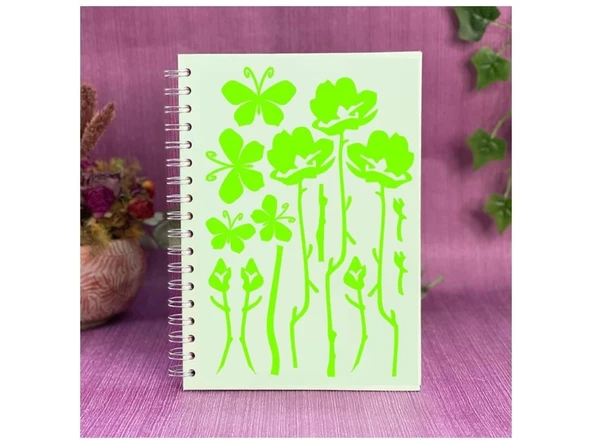 DEFTER STİCKER,LAPTOP STİCKER YEŞİL ÇİÇEKLİ  PVC 48X33X0,5CM ürün görseli 1