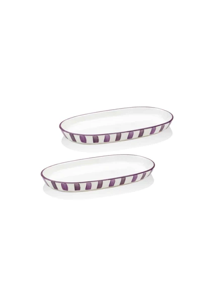 The Mia Joy Oval Servis 2li Set Mor 11x21x3 cm ürün görseli 1