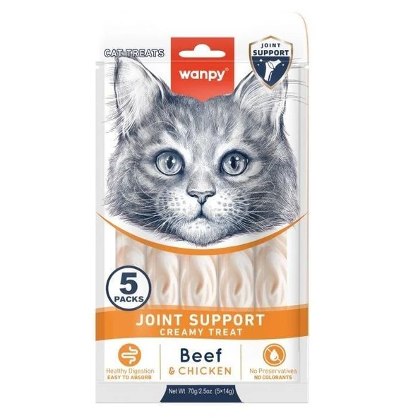 Wanpy Joint Support Sığır Eti ve Tavuklu Krema Kedi Ödülü 5x14gr ürün görseli 1