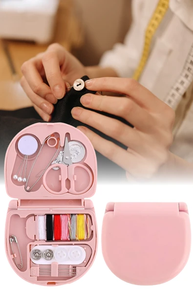 Mini Dikiş Seti Pratik Taşınabilir Plastik Kutu İçinde Acil Onarım ve Dikiş Malzemeleri ürün görseli 1