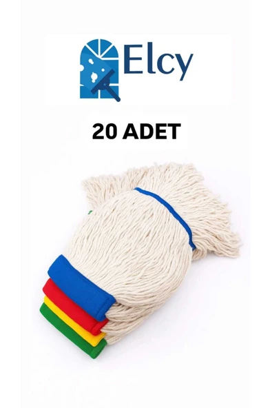 ELCY Islak Saçaklı Temizlik Arabası 350 gr Dar Mop Yedeği 20 ADET ürün görseli 1