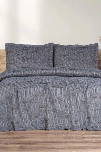 Hermes 3 Parça Çift Kişilik Pike Takımı 230x250 Gri ürün görseli 1