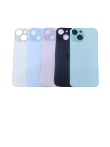 Uyumlu İphone 15 Arka Kapak Lazer Kesim ( Pil Kapağı )  Cam - Pembe ürün görseli 1
