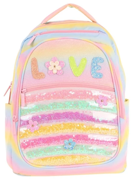 Kaukko Kids Simli Pullu Love Baskılı Kız Çocuk Dört Bölmeli Okul Çantası - L5214 ürün görseli 1