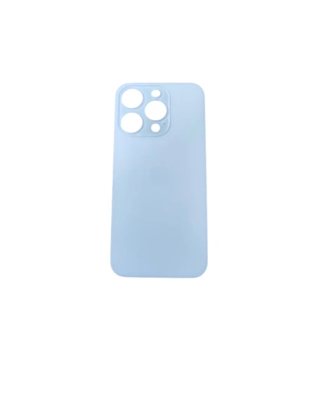 Uyumlu İphone 15 Pro Arka Kapak Lazer Kesim ( Pil Kapağı )  Cam - Titanyum Beyaz ürün görseli 1