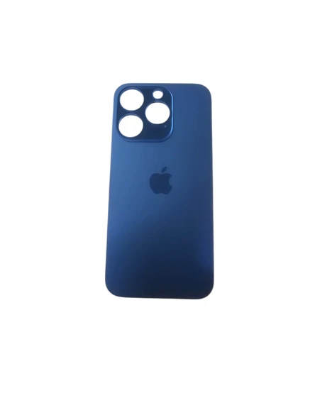 Uyumlu İphone 15 Pro Arka Kapak Lazer Kesim ( Pil Kapağı )  Cam - Titanyum Mavi ürün görseli 1