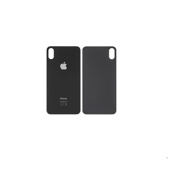 Uyumlu İphone Xs Max Arka Kapak Lazer Kesim ( Pil Kapağı )  Cam - - Siyah ürün görseli 1
