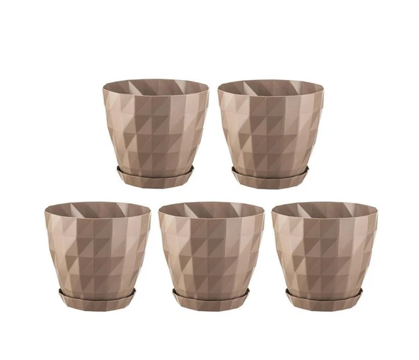 Omnipazar SO-KRT3 Dekoratif Kristal Saksı Takımı 1.85 lt Mocha 5 Adet ürün görseli 1