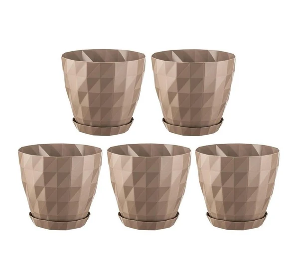Omnipazar SO-KRT4 Dekoratif Kristal Saksı Takımı 3.25 lt Mocha 5 Adet ürün görseli 1