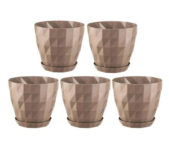 Omnipazar SO-KRT5 Dekoratif Kristal Saksı Takımı 6 lt Mocha 5 Adet ürün görseli 1