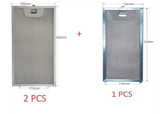 Bosch-Siemens Aspiratör & Davlumbaz Tel Yağ Filtresi 2 Adet 302x165mm - 1 Adet 255x125mm 00746790-11004960 F11 F12 ürün görseli 1