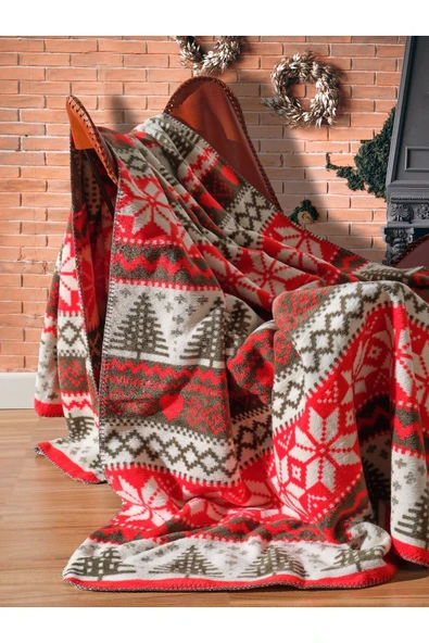 Vicuna Home Pamuklu Yılbaşı battaniyesi ürün görseli 1