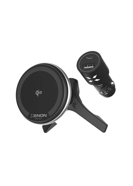 Xenon Smart Araç içi Telefon Tutucu ve Çakmak Adaptörü Qi2 18W Gece Işığı Magsafe Kablosuz Hızlı Şarj X6401 ürün görseli 1