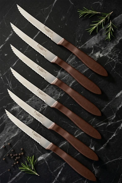 Lazbisa Hand Caft Serisi Steak Mutfak Bıçak Seti 6'lı Steak Et Yemek Bıçağı (MFT-2344) ürün görseli 1