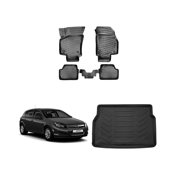 Rizline Opel Astra H HB 2004 - 2013 Yılları Arası Uyumlu 3D Havuzlu Paspas + 3D Bagaj Havuzu Set ürün görseli 1