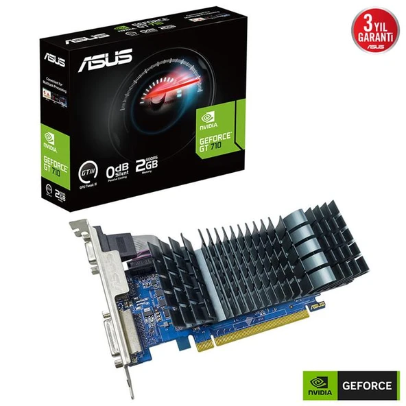 Asus Gt710-Sl-2Gd5-Brk-Evo 2Gb Geforce Gt710 Gddr5 64Bit Hdmı Dvı Vga 16X Ekran Kartı ürün görseli 1