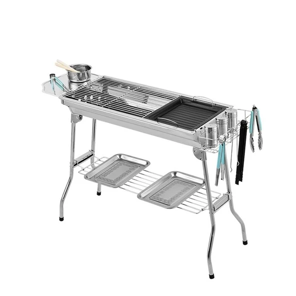 Madfox Grillmate Portatif Katlanır BBQ Mangal SİLVER - Resim 8